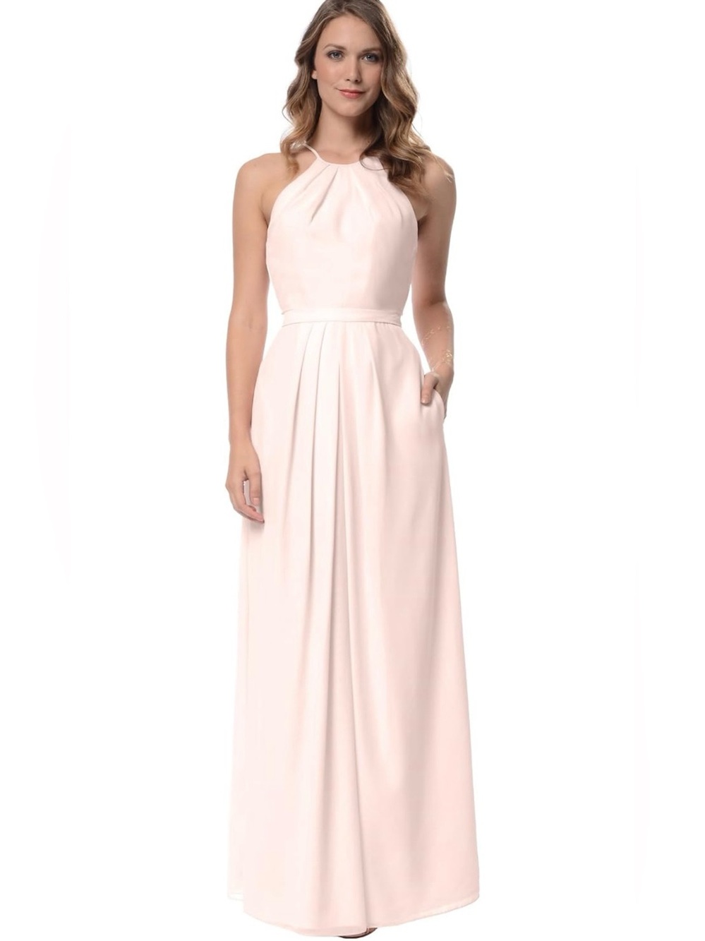 Chiffon Halter Dress in Blush Pink (Size: 10)